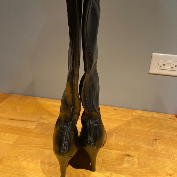 Franco Sarto Womens Knee High Boots Heels Shoes Size 7 Black Pull on Round Toe - Picture 4 of 7